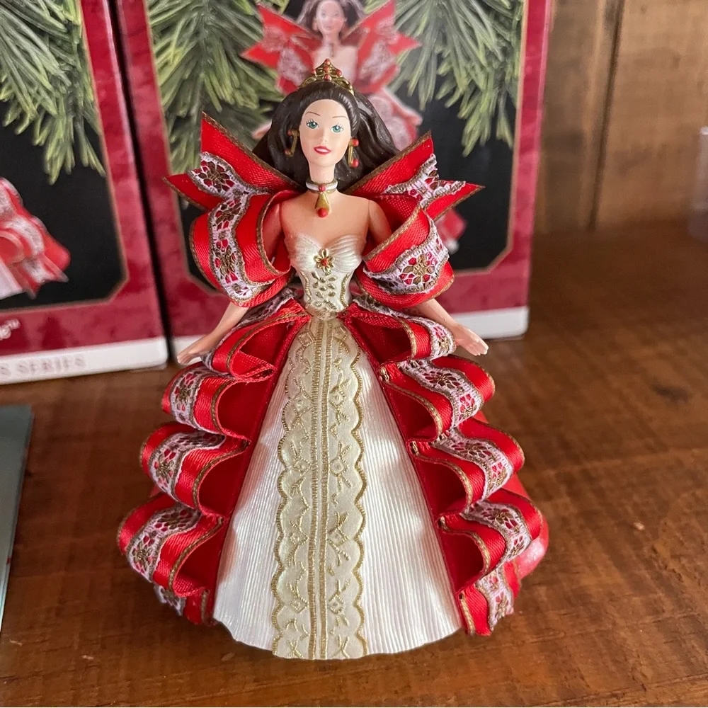 Lot Of 4 Holiday Barbie Hallmark Christmas Ornaments 1997 #5 NEW NEVER DISPLAYED